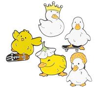 MAGICLULU 5 Pcs Cute Yellow Duck Brooch Pins Set, Metal Animal Lapel Pins for Clothes, Backpacks, and Jackets, Decorative Cartoon Brooches for Women