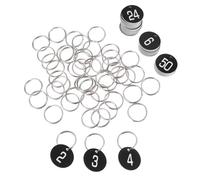 MAGICLULU 50pcs Black Round Plastic Numbered Tags with Key Rings, Engraved Number Key Tags for Office, Dance Exams, Event Seating, and Live Streaming Identification