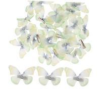 MAGICLULU 50pcs Double Layer Butterfly Chiffon Hair Clips Lightweight Tulle Hairpins for Women Wedding Halloween Cosplay Back to School Light Green Hair Accessories