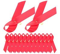 MAGICLULU 50pcs Red Aids Awareness Ribbon Pins with Safety Pin, Polyester Material, Unique Style and Delicate Design and Treatment Events, Official Symbol of Awareness and Portable