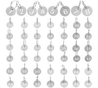 MAGICLULU 50pcs Stainless Steel Number Tags Round Numbered Tags Lightweight Key Loss Prevention for Key Management in Offices and Bags