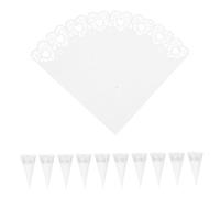 MAGICLULU 50pcs White Heart Shaped Cones Romantic Wedding Petal Holders Hollow Design Elegant Party Favor Holders for Reception Decorations