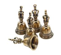 MAGICLULU 5Pcs Brass Handheld Bells Retro Altar Ritual Bells for Meditation and Wedding Ceremony Key Ring Decors with Crisp Sound and Sturdy Craftsmanship