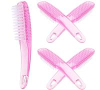 MAGICLULU 5pcs Long Handle Nail Duster Brush for Manicure and Pedicure Cleaning, Curved Grip Fingernail Scrub Brush for Dust and Dirt Removal, Suitable for Nail Art and Foot Care
