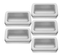 MAGICLULU 5pcs Portable Bathroom Floss Storage Box for Dental Floss Picks and Cotton Swabs, Compact Rectangle Iron Case with Matte Finish and Antislip Exterior, for Business Trips and Subway