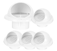 MAGICLULU 5pcs round Plastic Exhaust Vent Covers, White Rainproof Windproof External Wall Dryer Vents, Quick Exhaust Air Outlet Grilles for Home Ventilation