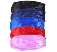 MAGICLULU 5pcs Satin Elastic Sleeping Caps for Women, Long Hair Protective Bonnet Set in Black, Navy, Burgundy, Light Purple, and Royal Blue, Soft Hair Care Accessories for Night Use