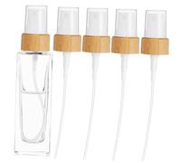 MAGICLULU 5pcs Spray Bottle Pump Top Bamboo Finish Universal Fit White Pp Material Secure Seal 1.5 Threads Turn Fine Mist Sprayer Tops for Delicate Skincare