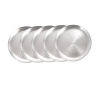 MAGICLULU 5pcs Stainless Steel Dinner Plates Heat Resistant Multi Functional Food and Pizza Plates Smooth Surface Decorative Serving Dishes for Kitchen and Outdoor Use