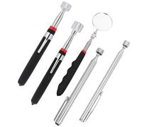 MAGICLULU 5pcs Telescoping Magnetic Pickup Tools Set Round Swivel Inspection Mirror and LED Light Flexible Magnet Stick for Automotive Repair and Maintenance