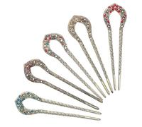 MAGICLULU 5pcs U Shaped Hairpins Hair Forks with Rhinestone Alloy Vintage Elegance Hair Styling Accessories for Women Pins that Do Not Damage for Daily Use