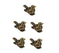 MAGICLULU 5pcs Vintage Brass Sparrow Figurine Small Tabletop Bird Decor Retro Golden Craft Ornament for Indoor Garden Home Decoration