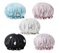 MAGICLULU 5pcs Waterproof Bath Hats with Elastic Band for Women, Reusable Fabric Shower Caps in Random Colours, for Cooking and Making, Cute Cartoon Colour Changing Design Random Color