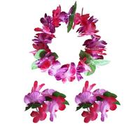 MAGICLULU 6 Sets Hawaiian Hair Wreath and Flower Wristbands Set with Comfortable Polyester Texture, Lifelike Floral Headband for Birthday and Holiday Outfit Match