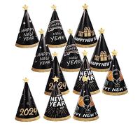 MAGICLULU 60 pcs Year Party Hats Paper Cone Design Lightweight Comfortable Year Eve Decorations with Festive Patterns and Blessing Lettering for Adults