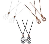 MAGICLULU 6pcs Adjustable Necklace Cord Stone Holder Pendants Set with Brown, White, Black Mesh Cages for DIY Crystal Cage Necklace Accessories