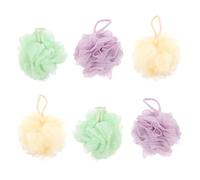 MAGICLULU 6pcs Bath Mesh Sponge Balls for Daily Life Use, Soft Body Scrubber Poufs in Assorted Colours, Made of Pe Material, Helps Skin Breathe and Wipes Excess Oil Effectively