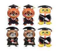MAGICLULU 6pcs Bear Graduation Foil Balloon Owl Graduation Foil Balloon Set Decorative for Party, School Classroom Party Ornament Supplies