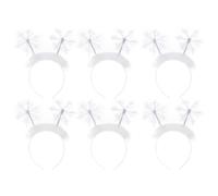 MAGICLULU 6pcs Christmas Headband with White Snowflakes, Fabric and Plastic Material, Comfortable for Wearing, Beautiful Xmas Hair Accessories during Christmas and Carnival