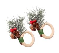 MAGICLULU 6pcs Christmas Pine Cone Napkin Ring Serviette Party Decor Holder Buckle Pine Cones Ring Napkins The Christmas Wreath Thanksgiving Holiday Clasp Wooden