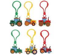 MAGICLULU 6Pcs Farm Tractor Cartoon Keychain Set for Boys, Plastic Key Rings with Backpack Pendant Decoration, Harvest Season Party Favors and ’ Keychain Charms