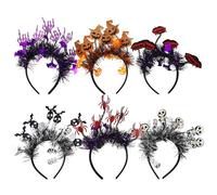 MAGICLULU 6pcs Halloween Party Headbands Soft Comfortable Scary Headband Collection with Pumpkin Spider Bat Skull Tinsel Hair Accessories for Masquerade Cosplay Carnival and Photo Props