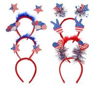 MAGICLULU 6pcs Independence Day Headband Independence Day Head Decor Usa Flag Head Hoop Patriotic Hair Accessories Usa Decorations Tiara Female Headpiece United States Plastic Delicate Miss