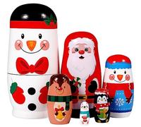 MAGICLULU 6pcs Matryoshka santa nesting dolls Christmas russian dolls animal nesting russian stacking stacking for snowman