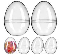 MAGICLULU 6pcs Medium Plastic Easter Candy Boxes, Hollow Flat-bottom Egg Shape (7x9cm) for Party and Biscuit Storage