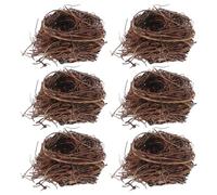 MAGICLULU 6pcs Mini Artificial Bird Nests Rattan Spring Garden Ornaments Realistic Birdhouse Decorations for Fairy Garden Bonsai Yard Party
