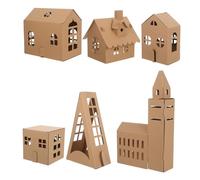 MAGICLULU 6pcs Miniature Cardboard House Building Kit for Lightweight DIY Paper Model for Crafting Tiny Dollhouses Portable and Safe Educational for Home School and Travel Activities