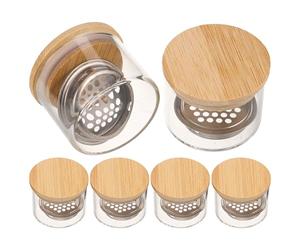 MAGICLULU 6PCS Nail Brush Cleaner with Glass Dappen Dish and Stainless Steel Mesh Filter Multi-tool Washing Cup for Gel Polish Acrylic Liquid and Nail Art Pen Cleaning Easy Rinse and