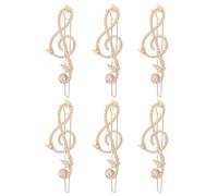 MAGICLULU 6pcs Pearl Musical Note Hair Clips Mini Faux Treble Clef Barrettes for Women Tiny Clamp Bobby Pins with Elegant Wing Pattern for Wedding Party Flower Girl Hair Accessories