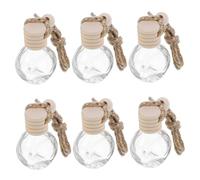 MAGICLULU 6pcs Refillable Transparent Glass Perfume Bottles with Gold String Car Hanging Diffuser Decorative Aroma Bottles for Car Interior and Home Decor