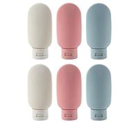 MAGICLULU 6pcs Silicone Travel Bottles Set 60g Refillable Toiletry Containers with Flip-top Caps for Shampoo Lotion, Portable Lightweight Cosmetic Dispensers in Pink, Grey and Blue for