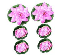 MAGICLULU 6pcs Simulated Water Lily Artificial Plants Pink Decoration for Home Garden Small Ponds