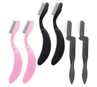 MAGICLULU 6Pcs Stainless Steel Folding Eyebrow Comb Set Curved and Straight Handles, Black and Pink Lash Brushes for Precise Brow Grooming and Makeup Application