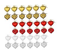 MAGICLULU 72 Pcs Christmas Tree Ornaments Hanging Pendants Heart Shape Baubles for Holiday Party Decorations Lightweight Gold Silver Red Mix for Xmas Tree and Festive Events