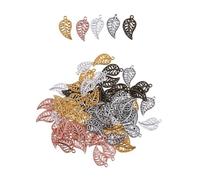 MAGICLULU 75Pieces Vintage Alloy Hollow Leaf Charms for Jewelry Making DIY Pendant Findings for Bracelets Necklaces Earrings Autumn-inspired Filigree Design for Women Craft Supplies