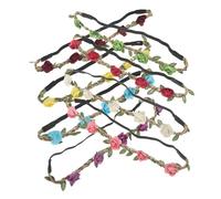 MAGICLULU 8pcs Adjustable Rose Flower Crown Wreath with Elastic Ribbon for Women Comfortable Floral Headbands for Beach Wedding Party Bridesmaid Bridal Hairpiece Boho Festival Garland