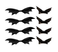 MAGICLULU 8pcs Halloween Bat Hair Clip Gothic Style Black Artificial Leather Bat Wings Hairpin Practical Hair Accessory for Party and Halloween Theme