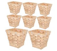 MAGICLULU 8pcs Mini Bamboo Storage Baskets Handwoven Organizer Bins for Shelves Tabletop Small Square Bins Rustic Farmhouse Style for Trinkets Office Supplies Decorative Plants