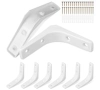MAGICLULU 8pcs White Triangle Shelf Support Brackets 3 Inch L Brackets for Floating Shelf Wall Mount with Screws and Plastic Plugs, Heavy Duty Right Angle Corner Braces for DIY Shelving