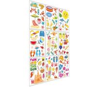 MAGICLULU 9 Sheets of Reusable Hawaiian Summer Window Stickers Featuring Assorted Colour Fruit Bikini Designs with No Residue PVC Material for School Party Supplies and Room Decor