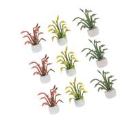 MAGICLULU 9pcs Miniature Potted Plant Artificial Bonsai Dollhouse Decor Mini Green Leaf Model for Home Desktop Ornaments Landscape Accessories
