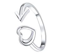 MAGICLULU Adjustable Open Heart Arrow Ring for Women, Fashion Hollow Love Band, Creative Statement Jewelry for Little Finger and Inspirational