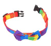 MAGICLULU Adjustable Rainbow Pet Collar with Bowknot, Fabric Material, Cozy to Wear and Sturdy Design, Suitable for Cats and Dogs, for Christmas and Weddings, Collar Size 29-40cm