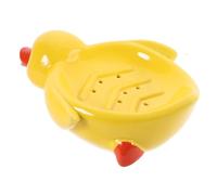 MAGICLULU Adorable Cartoon Duck Soap Dish Self-draining Ceramic Soap Holder Cute Yellow Organizer for Bathroom and Shower