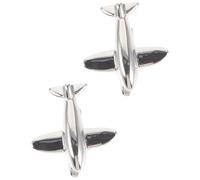 MAGICLULU Airplane Modeling Cufflinks Small Cuff Links Classic Contemporary Copper Decorative Smooth Surface Men Accessories for Attending Parties Silver Finish