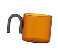MAGICLULU Amber Glass Teacup with Handle Heat Resistant Colorful Glass Drinkware for Coffee and Tea Comfortable Grip Mug for Home and Office Use and Decorative Beverage Cup